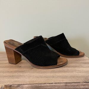 TOMS Black Suede Block Heels